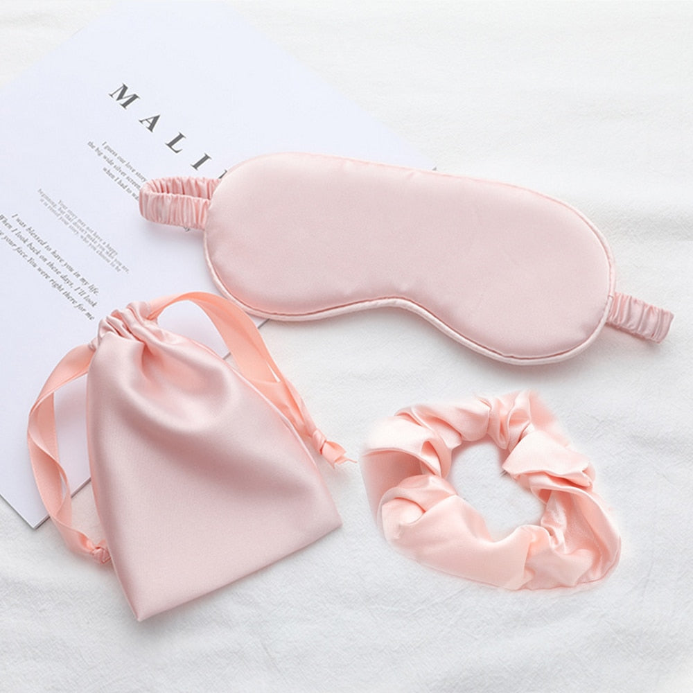Silk sleeping mask and matching scrunchie set