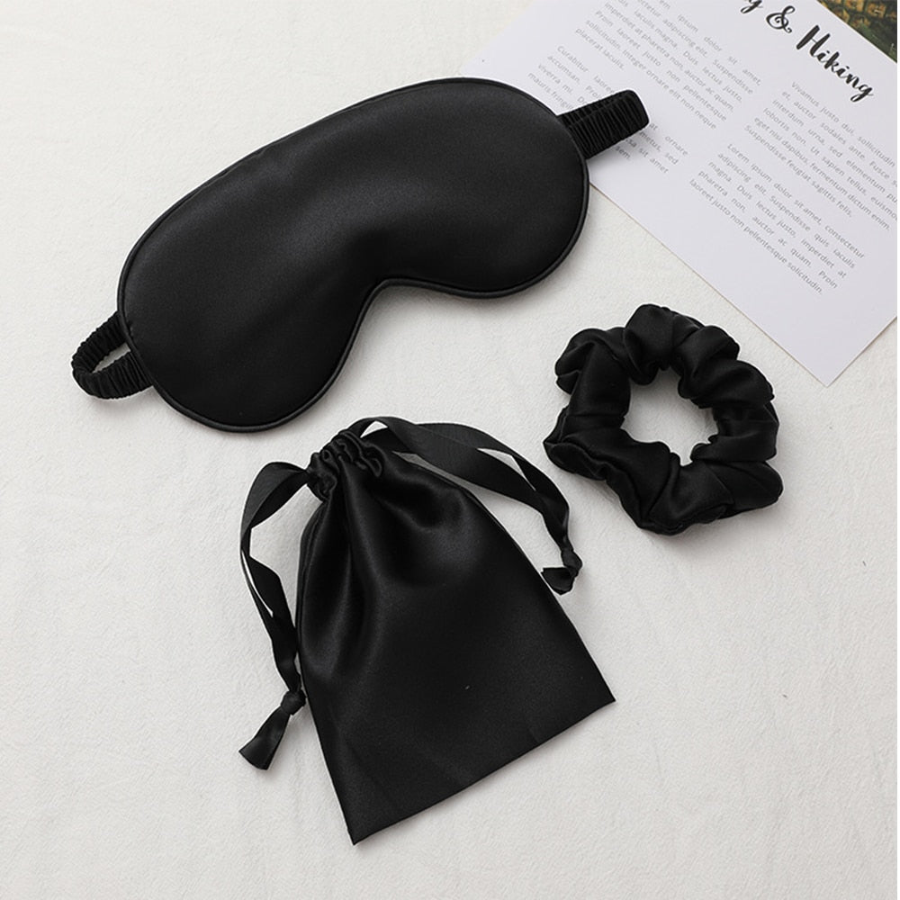 Silk sleeping mask and matching scrunchie set