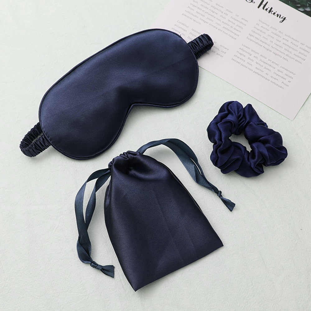 Silk sleeping mask and matching scrunchie set