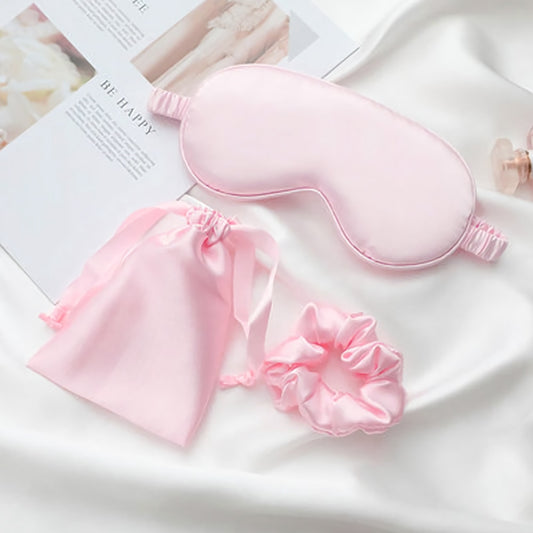 Silk sleeping mask and matching scrunchie set