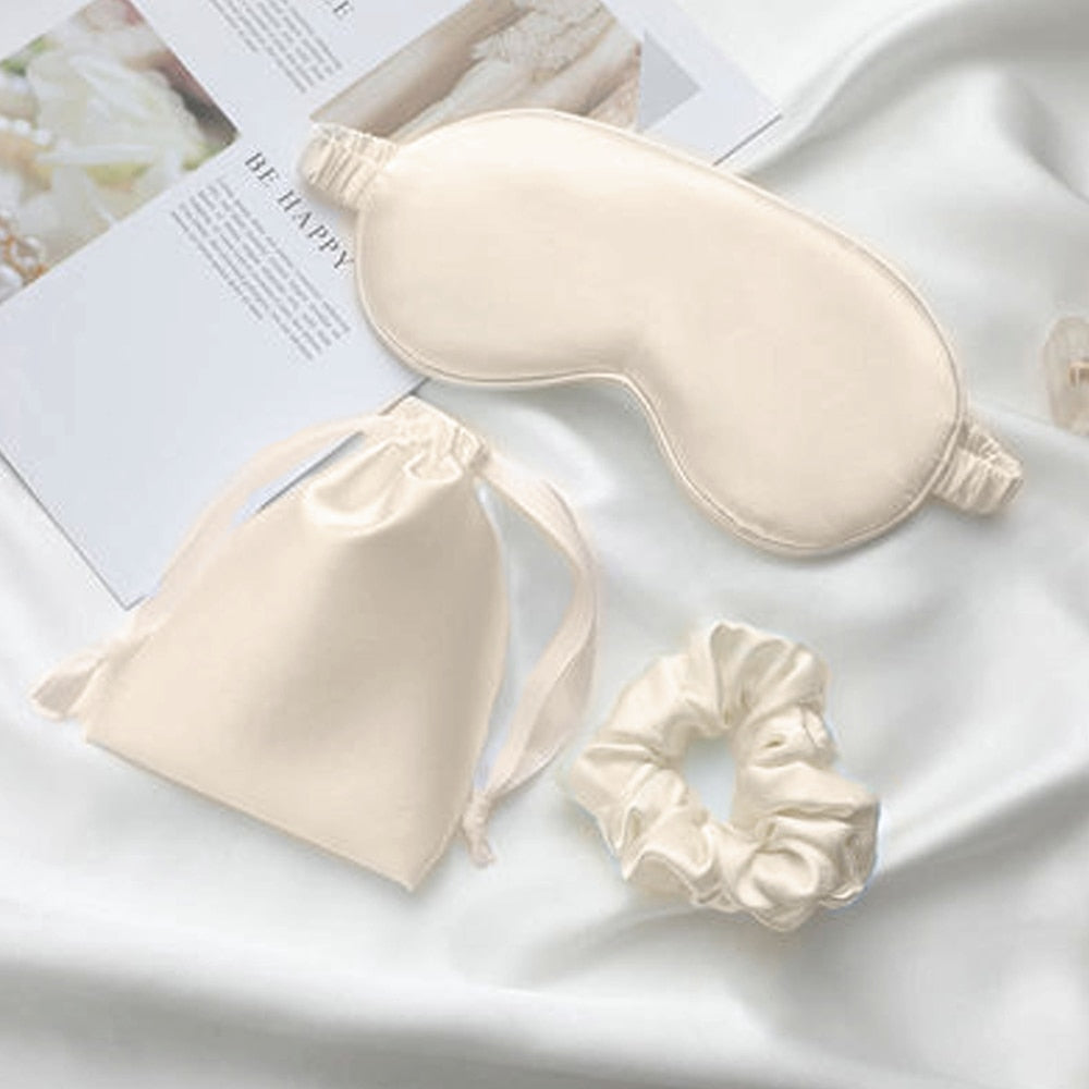 Silk sleeping mask and matching scrunchie set
