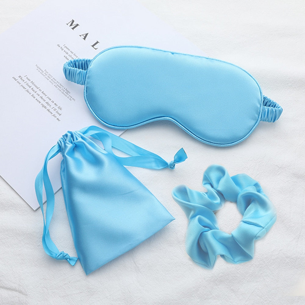 Silk sleeping mask and matching scrunchie set