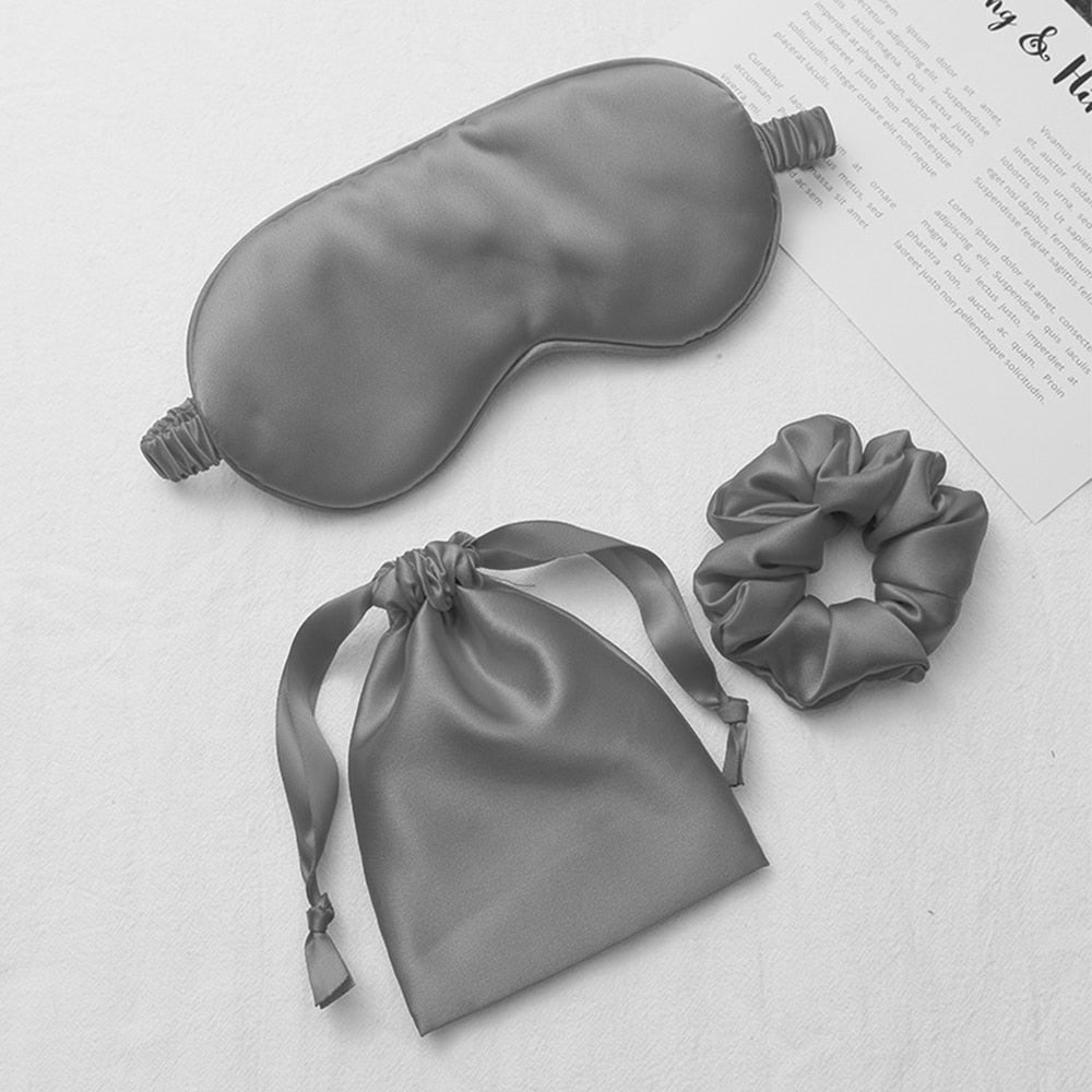 Silk sleeping mask and matching scrunchie set