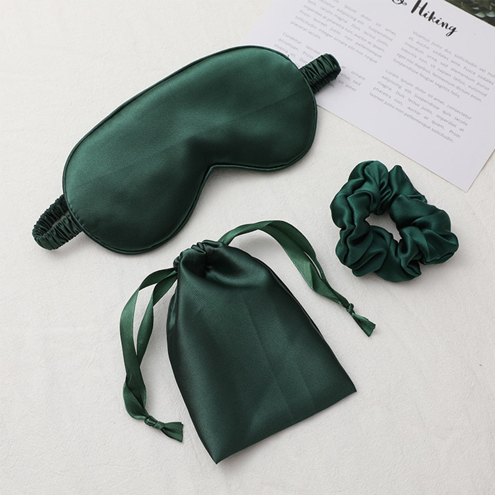 Silk sleeping mask and matching scrunchie set