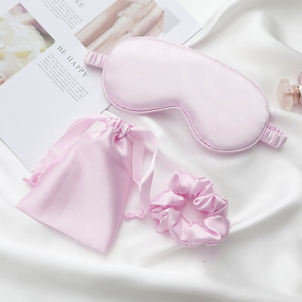 Silk sleeping mask and matching scrunchie set