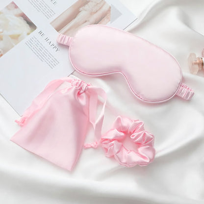 Silk sleeping mask and matching scrunchie set