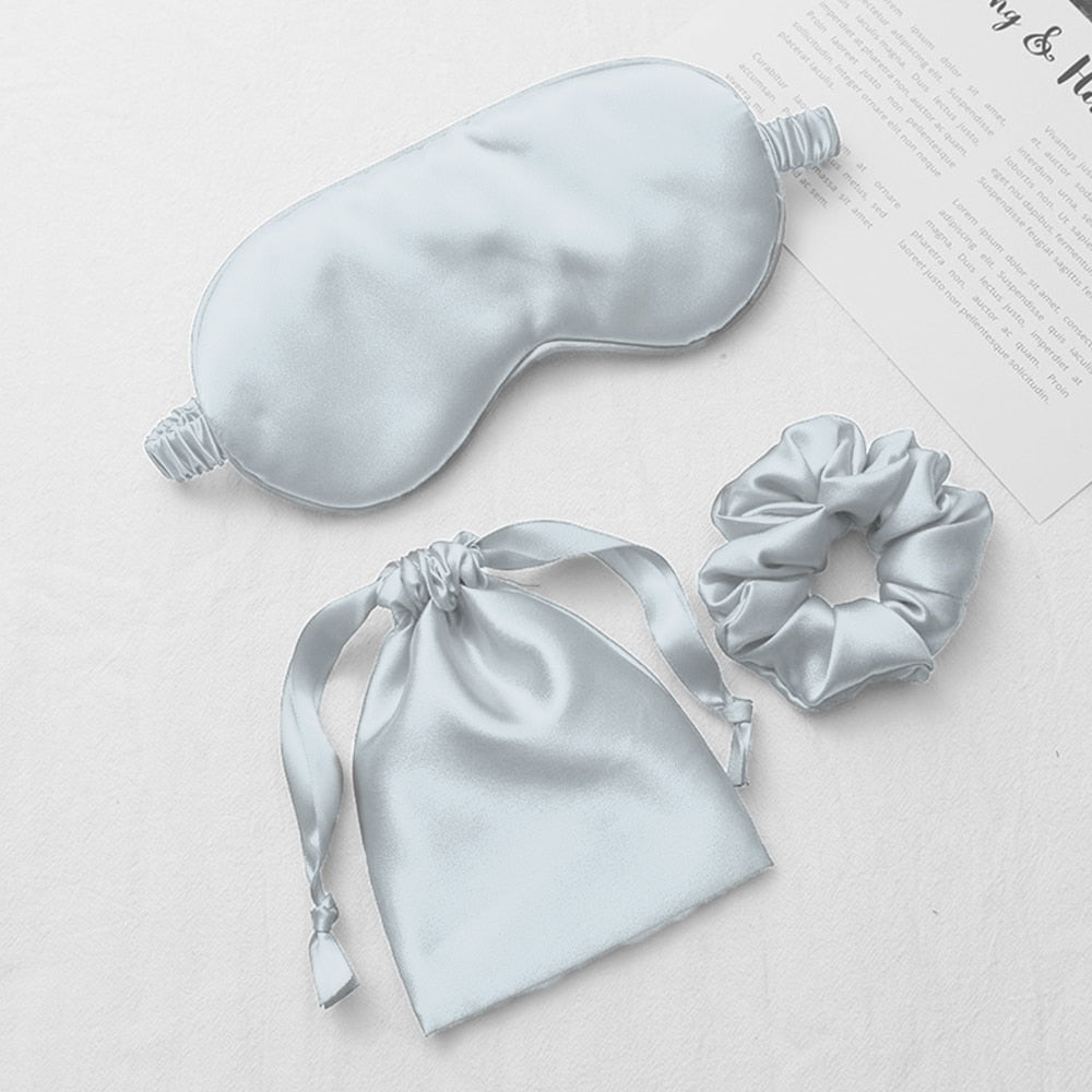 Silk sleeping mask and matching scrunchie set