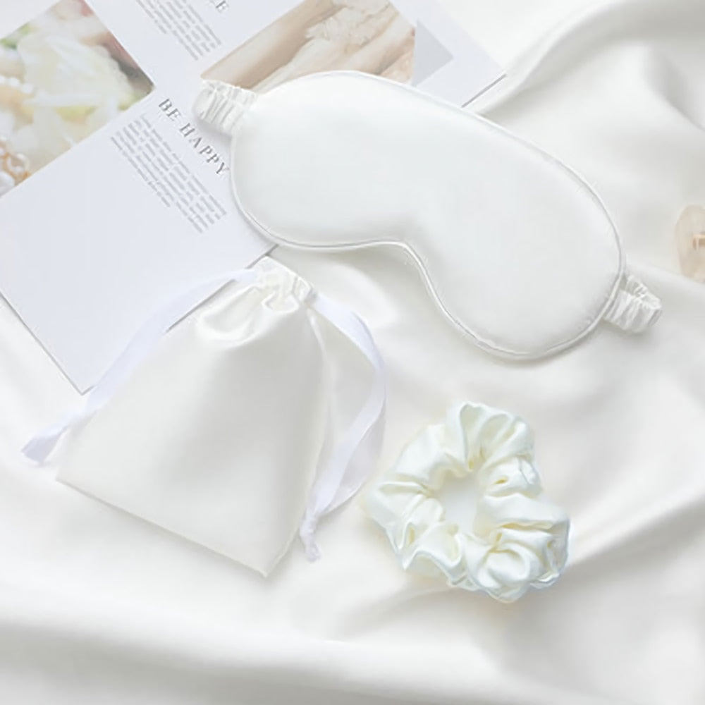 Silk sleeping mask and matching scrunchie set