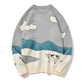 Cotton Oversized Sweater in Grey-Blue