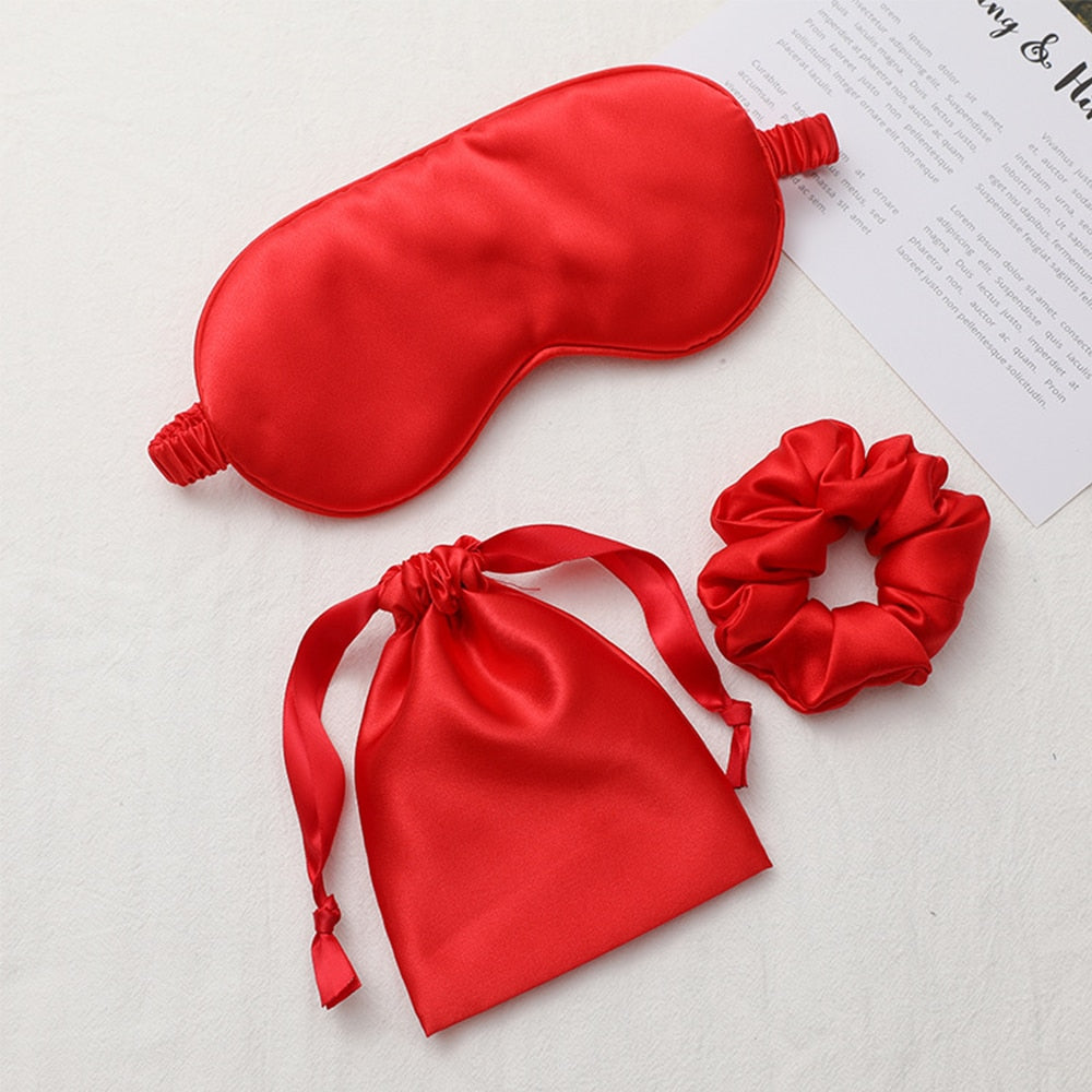 Silk sleeping mask and matching scrunchie set