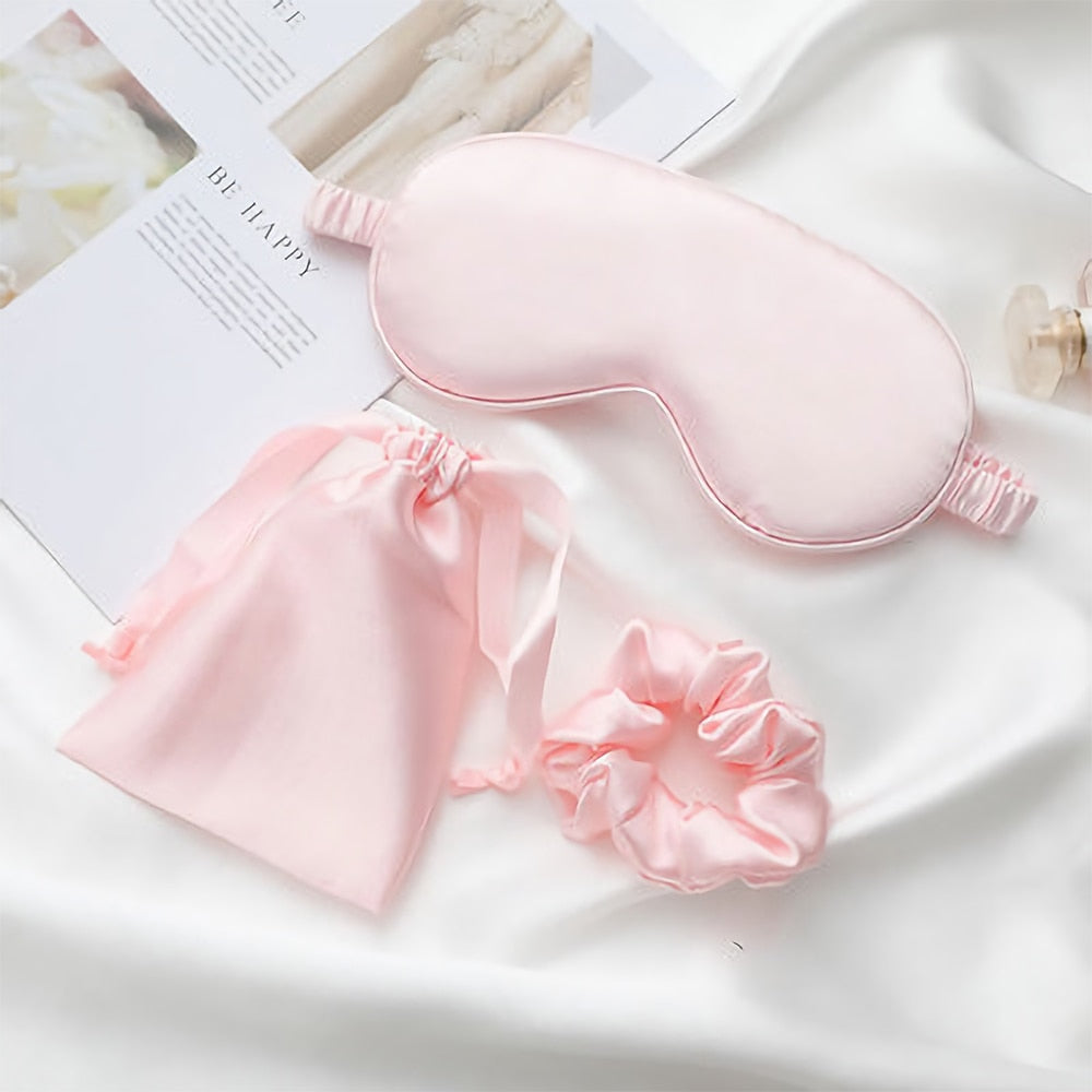 Silk sleeping mask and matching scrunchie set