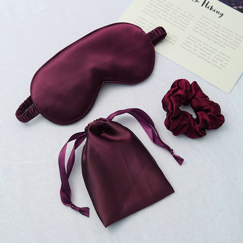 Silk sleeping mask and matching scrunchie set