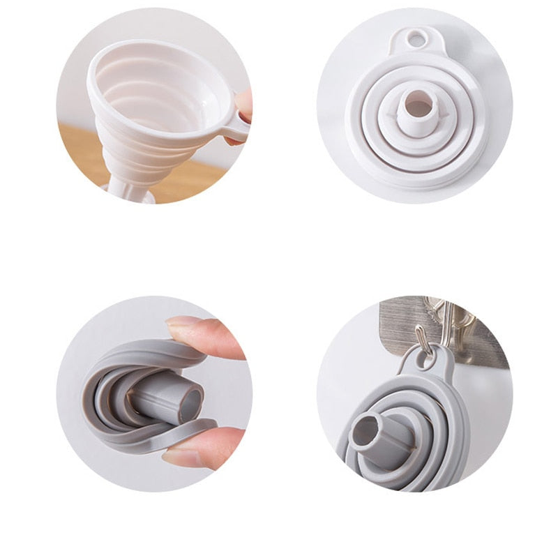 Silicone Foldable Portable Funnel, Space saving and aesthetic.