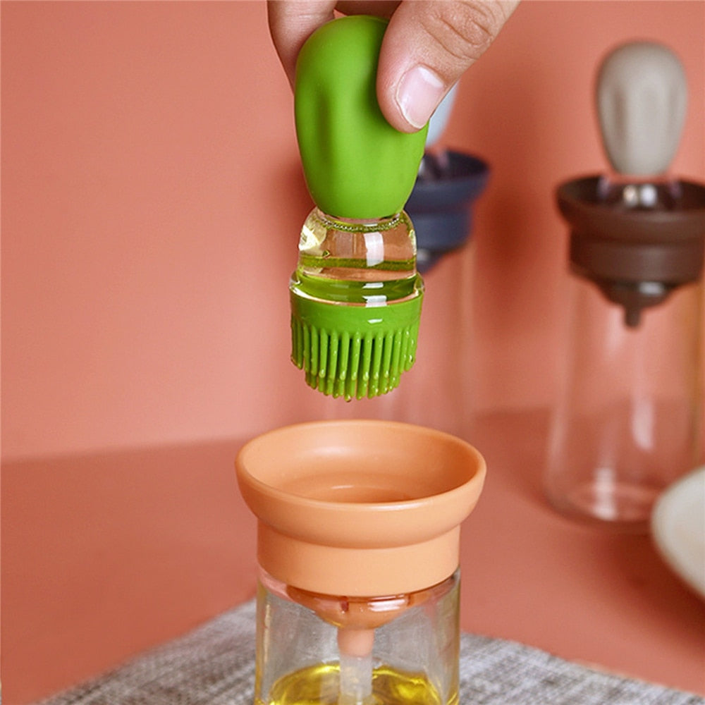 Oil Baster and Dispenser, basting brush with base 