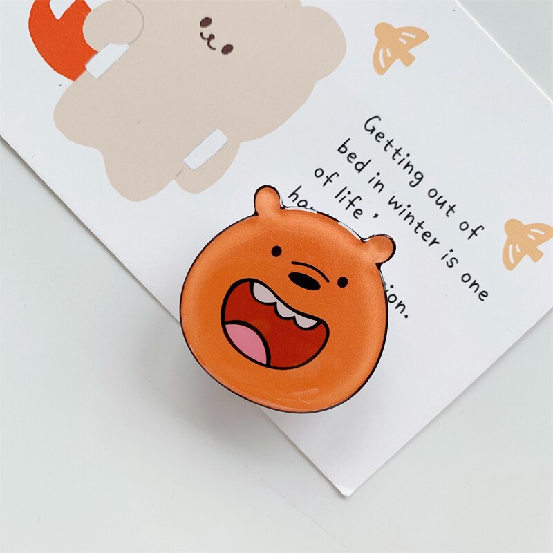 We Bare Bears Cartoon Phone Socket. Griptok. Attach it to your phone so you can hold it securely, prop it up whilst watching shows, or just fiddle around with it. Compatible with any phone!